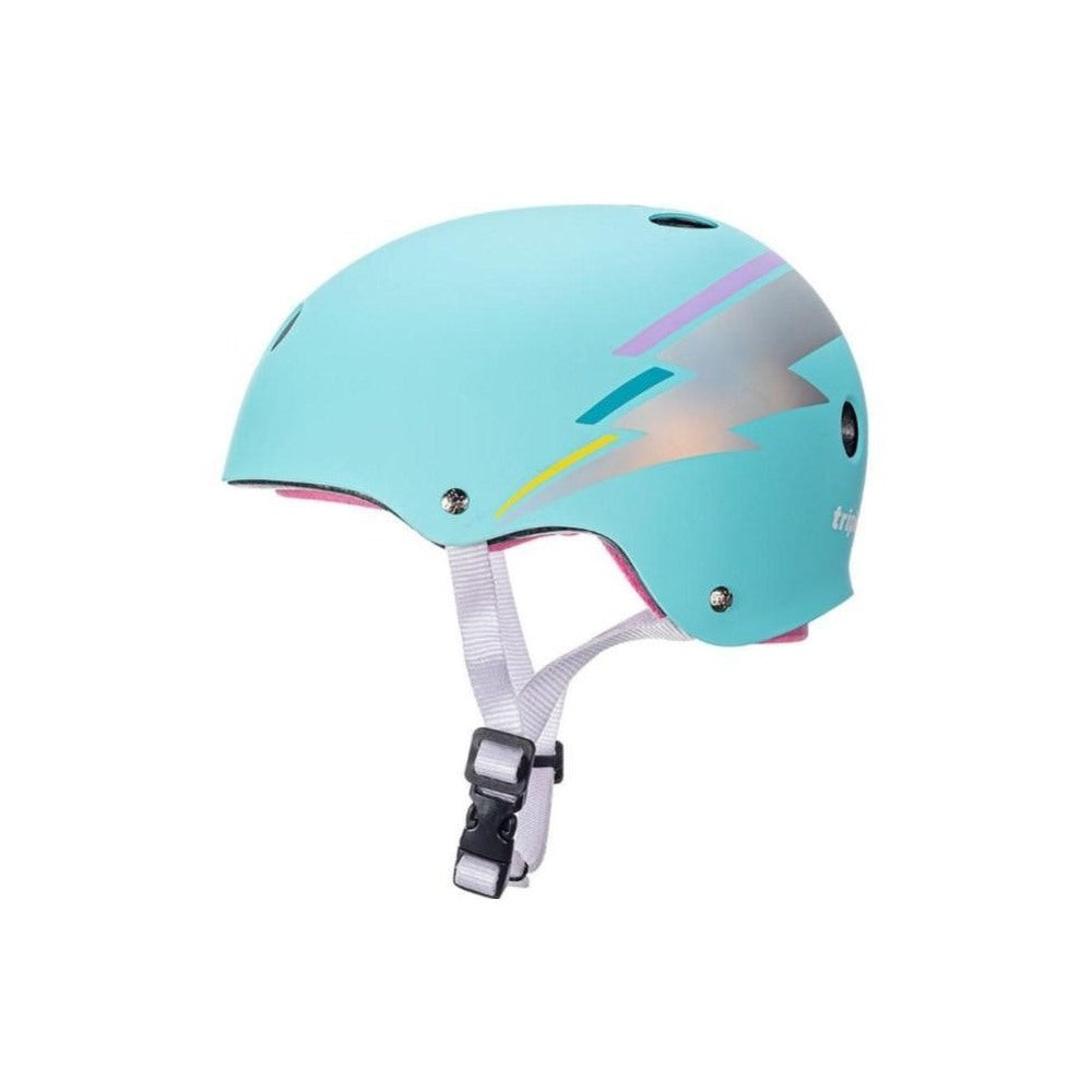 TRIPLE 8 CERTIFIED SWEATSAVER TEAL HOLOGRAM LIGHTNING BOLT HELMET