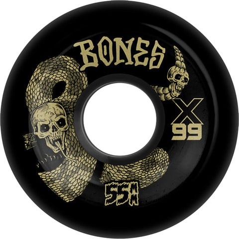 Bones Wheels XF X99 V6 Wide-Cut Death Venom Black Skateboard Wheels -  99a (Set of 4)