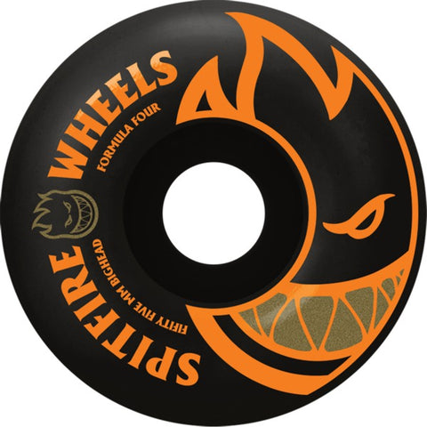 Spitfire Wheels Formula Four Classic Bighead Black / Orange Skateboard Wheels - 55mm 99a (Set of 4)