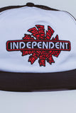 FA X Independent Spiral Logo Trucker 2026 FA FAxIndependent GraphicDetail Hats SpiralMeshTrucker White Detail1
