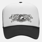 thrasher x anti hero mag banner trucker hat blk