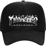 thrasher x anti hero mag banner trucker hat blk