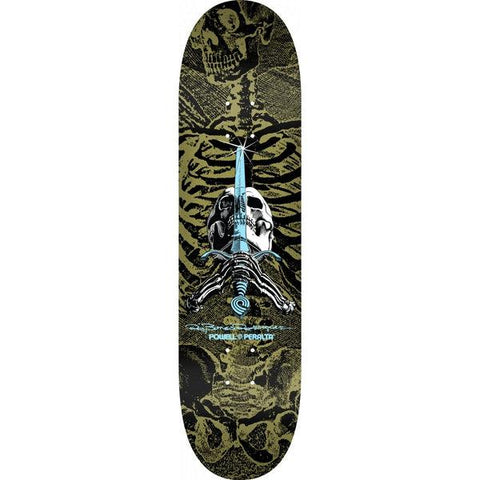 POWELL PERALTA SKULL AND SWORD DECK 8.25" GOLD