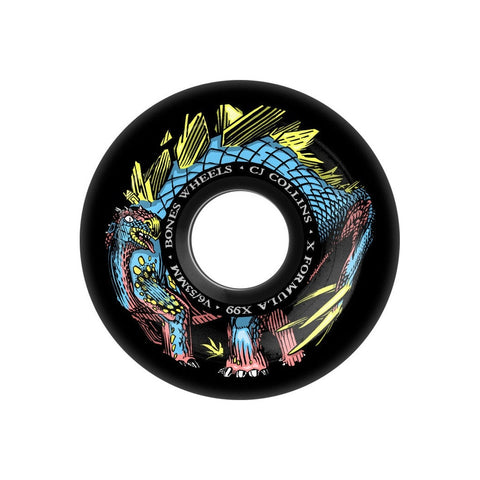 BONES WHEELS X-Formula Skateboard Wheels Collins Dino-Sortas 55mm V6 Wide-Cut 99A Blk 4pk