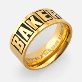 BAKER BRAND LOGO GOLD RING