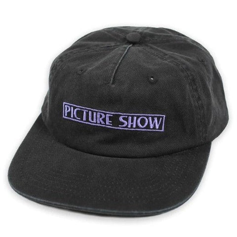 PICTURE SHOW SKATEBOARDS EMBROIDERED VHS LOGO STRAPBACK WASHED DENIM