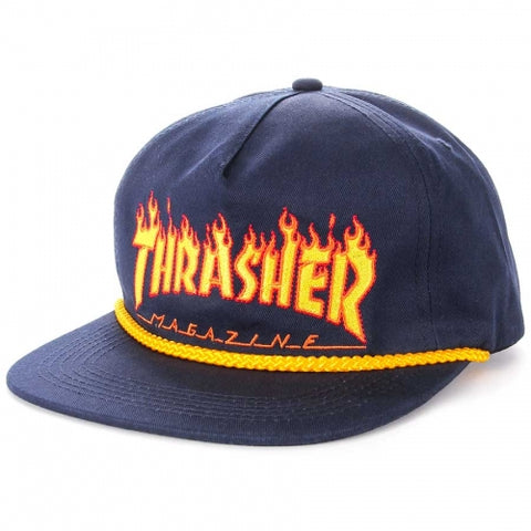 Thrasher Flame Rope Snapback Hat - Navy Blue