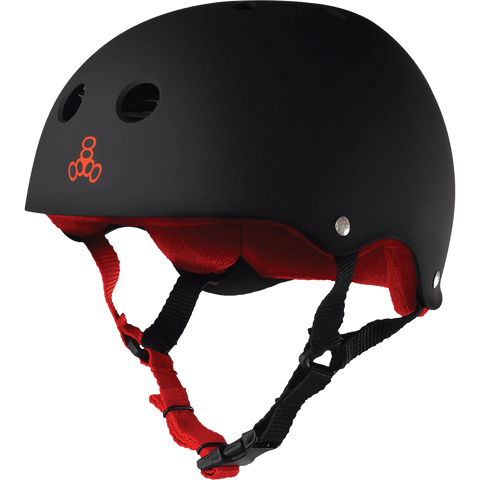 Triple Eight Sweatsaver Skateboard Helmet Black Rubber/Red